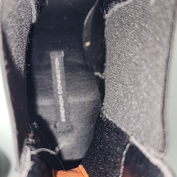 French Connection Black Vegan Leather Platform Tall Ankle Boots Size  US8 - Picture 14 of 16